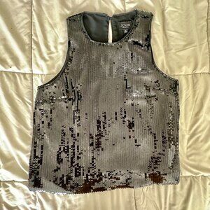 J.Crew Collection Gunmetal Sequin Shell Top Size XL